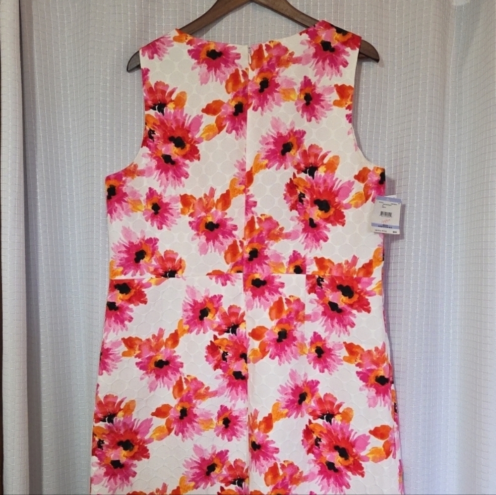 Kasper Dress Womens 18 Pink Convent Garden Printed Jacquard Sleeveless *NWT* - Picture 3 of 13